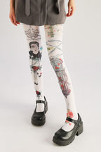 Clock Pattern Dark Fashion Tights with high elasticity, perfect for parties, cosplay, events, and street fashion