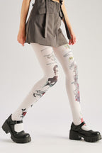 Clock Pattern Dark Fashion Tights with high elasticity, perfect for parties, cosplay, events, and street fashion