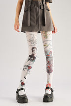 Clock Pattern Dark Fashion Tights with high elasticity, perfect for parties, cosplay, events, and street fashion