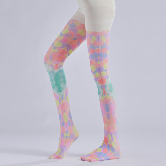 Spotted tights with colourful dots