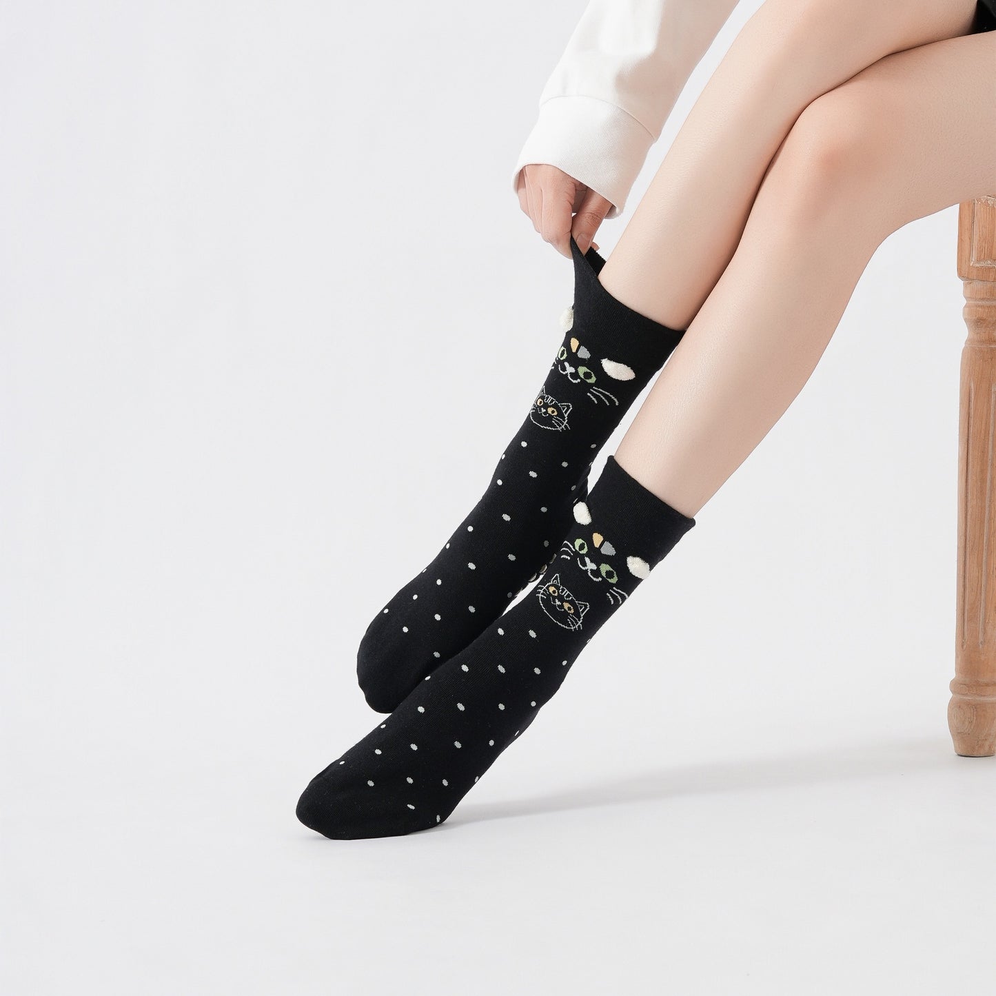 Cute Cat Polka Dot Yoga Socks-Grainvity