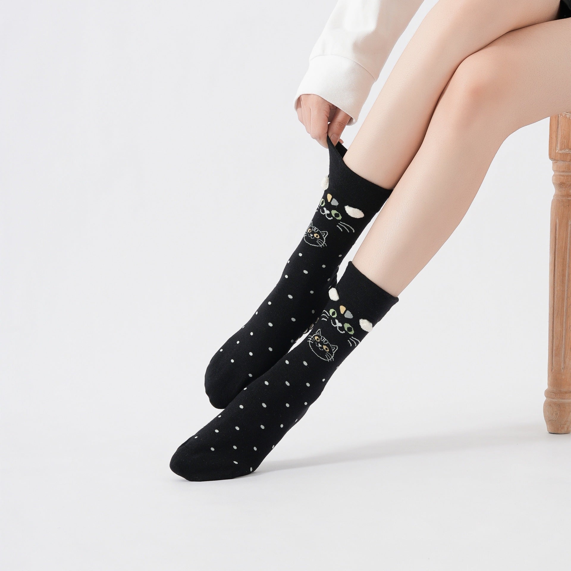 Cute Cat Polka Dot Yoga Socks-Grainvity