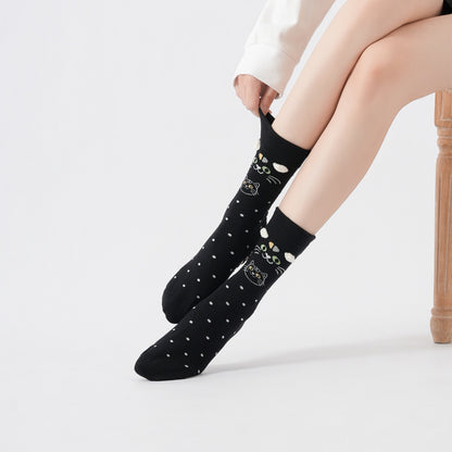 Cute Cat Polka Dot Yoga Socks-Grainvity