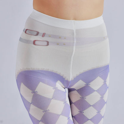 Gradient Purple Plaid Tights-Grainvity