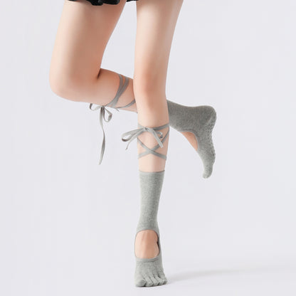 Five-toed Backless Yoga Socks Tied Socks-Grainvity