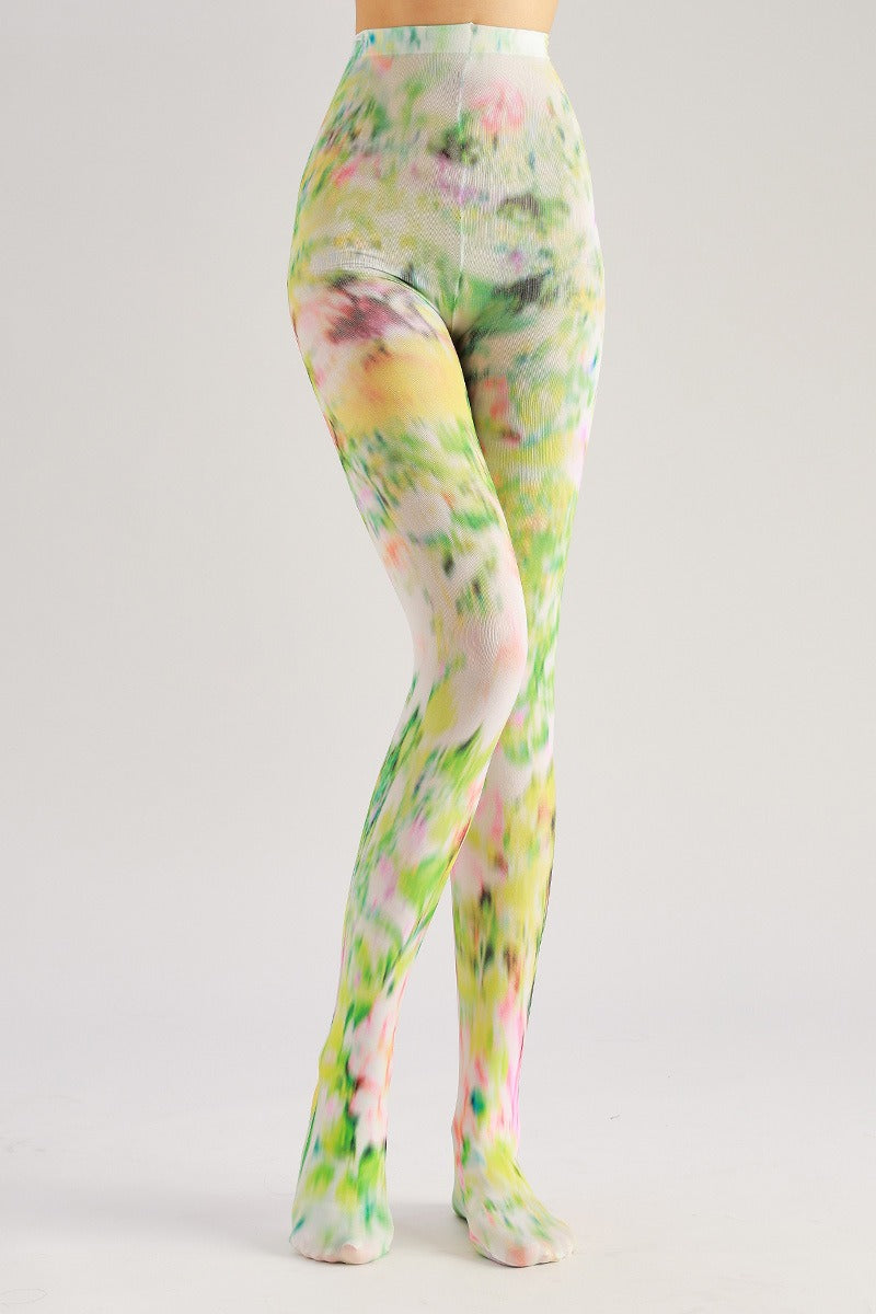 Coloured Floral Print Tights with high elasticity and compression,shaping fit and ideal for weddings, parties, ethnic outfits, and street fashion