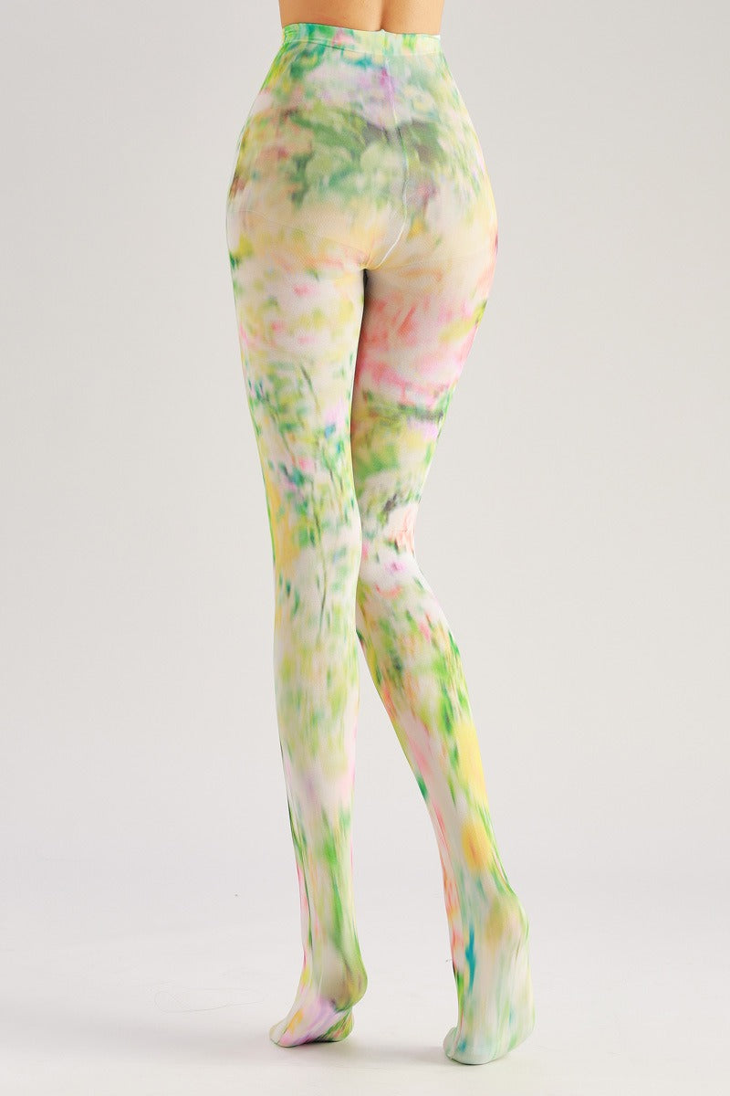 Coloured Floral Print Tights with high elasticity and compression,shaping fit and ideal for weddings, parties, ethnic outfits, and street fashion