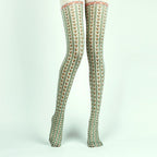 Green Cottage Floral Tights with high elasticity and compression,shaping fit and ideal for weddings, parties, ethnic outfits, and street fashion