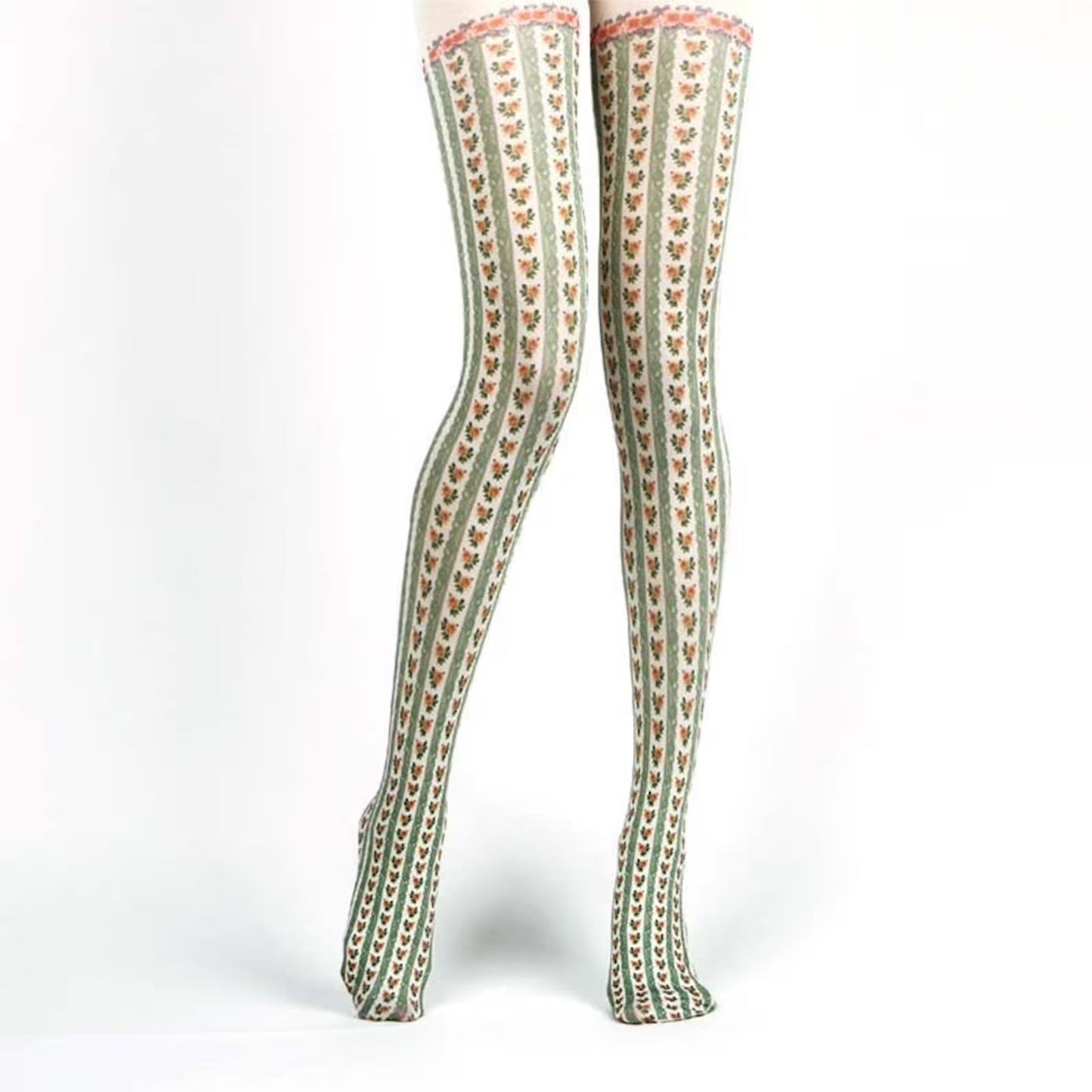 Green Cottage Floral Tights
