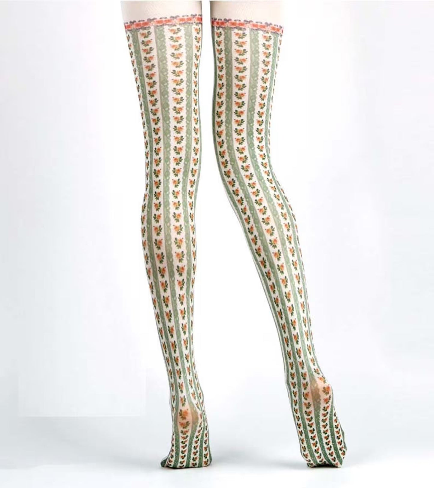 Green Cottage Floral Tights