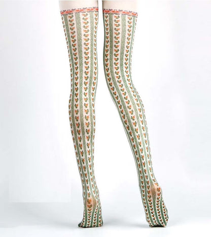 Green Cottage Floral Tights