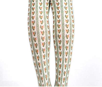 Green Cottage Floral Tights