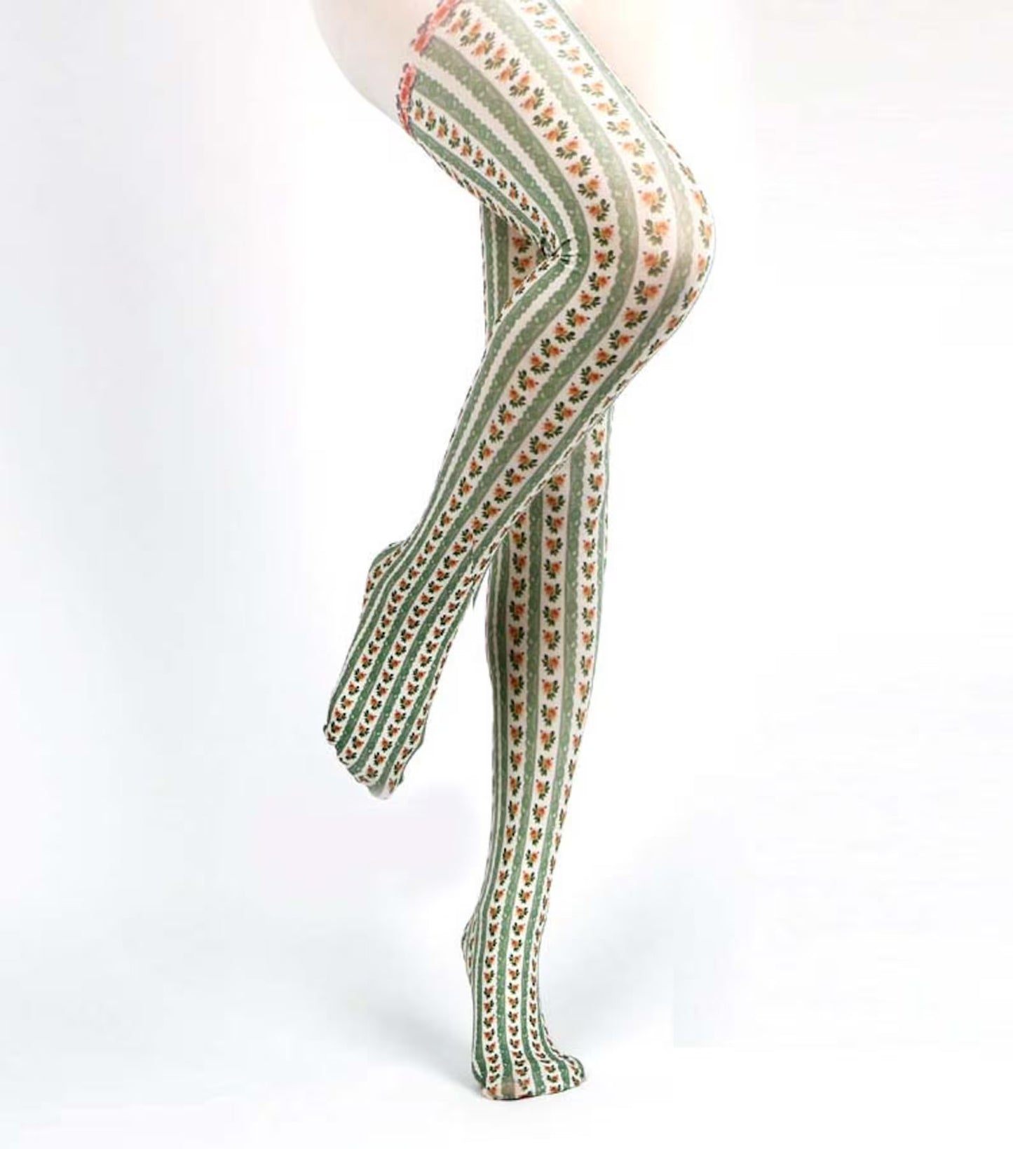 Green Cottage Floral Tights
