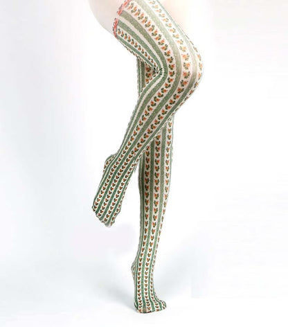 Green Cottage Floral Tights