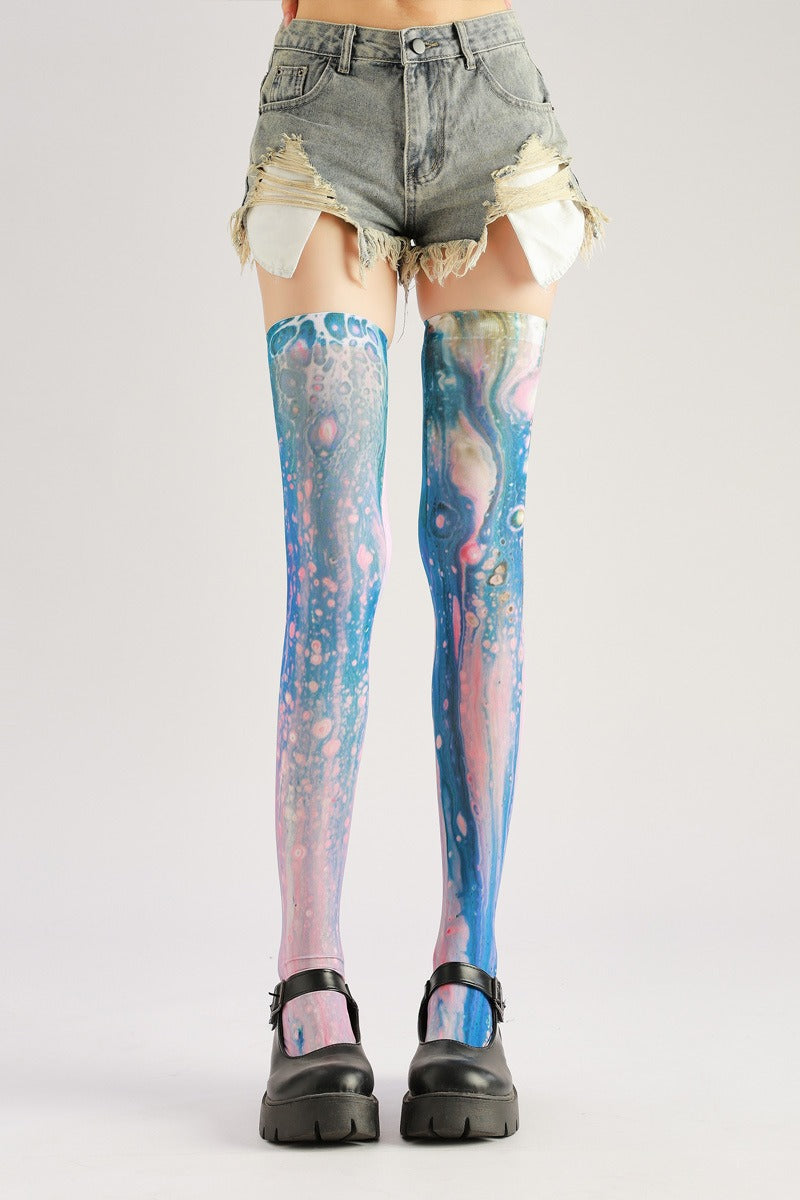 Flowing Starlight Stockings Women's Fancy Dress Costume Accessories, Perfect for Parties, Office, Street Fashion, and Daily Wear