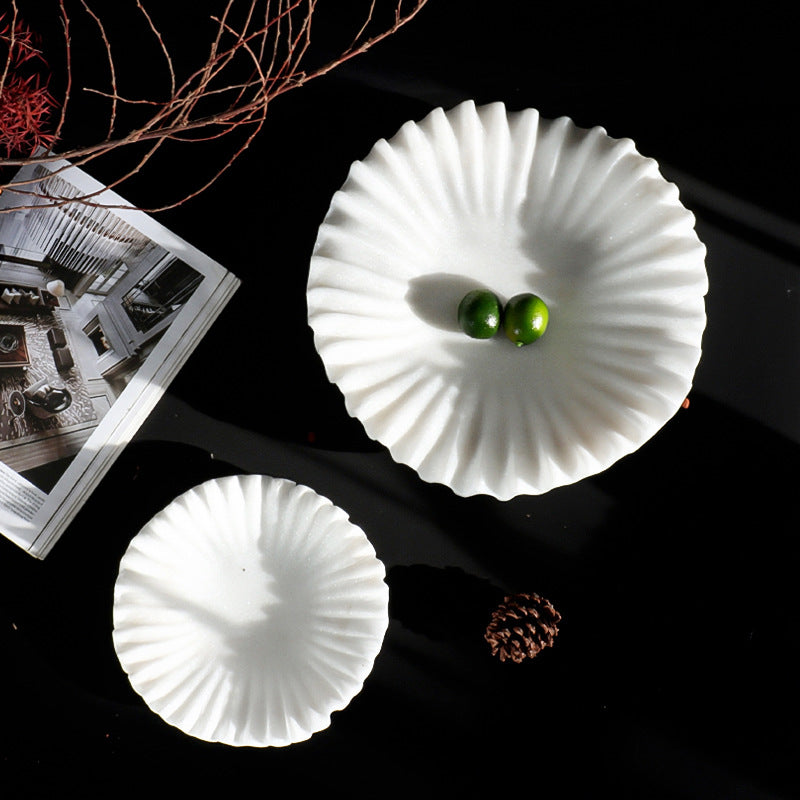 French Style White Marble Decor Plate-Grainvity