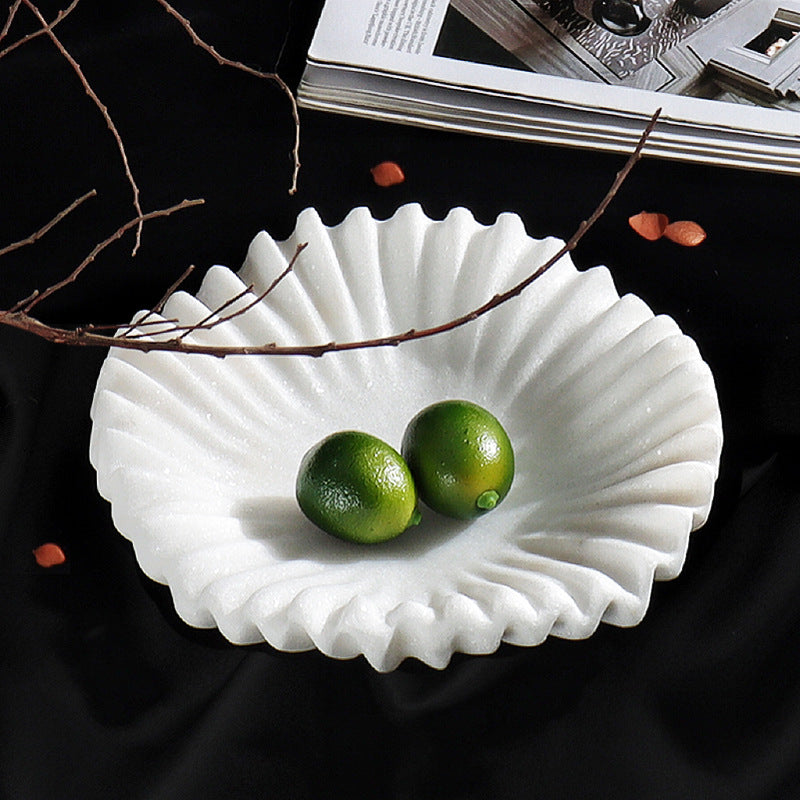 French Style White Marble Decor Plate-Grainvity