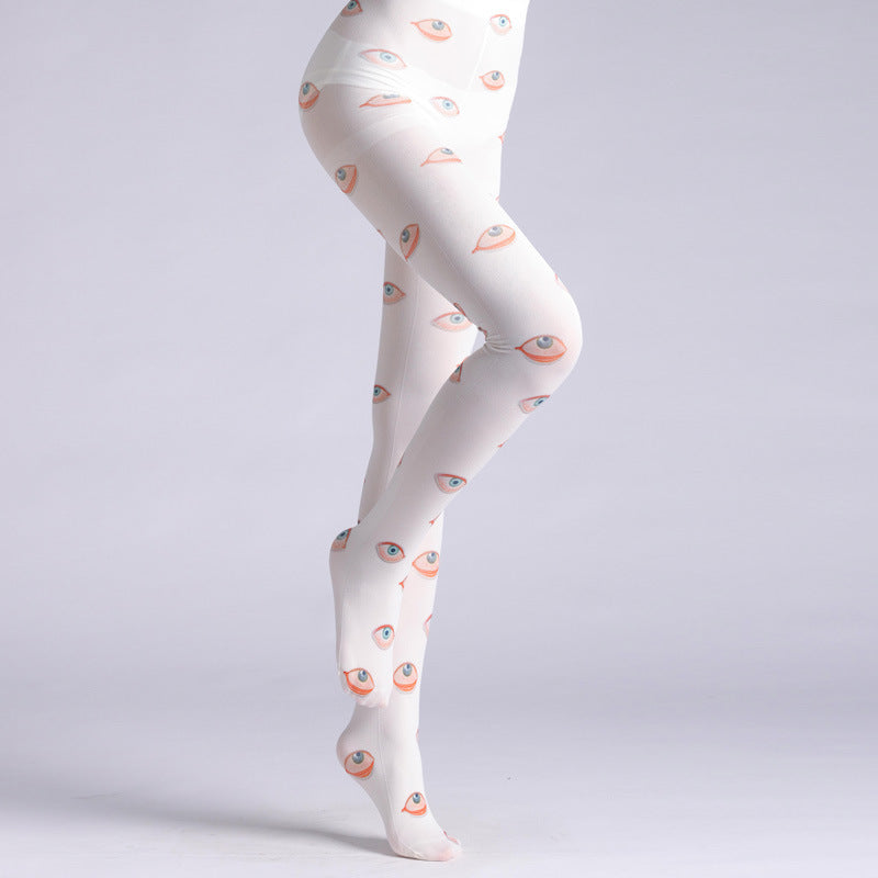 Funky Eye Printed Tights with high elasticity, perfect for parties, cosplay, events, and street fashion