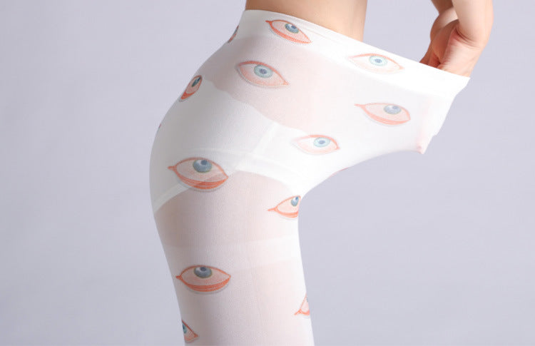 Funky Eye Printed Tights with high elasticity, perfect for parties, cosplay, events, and street fashion