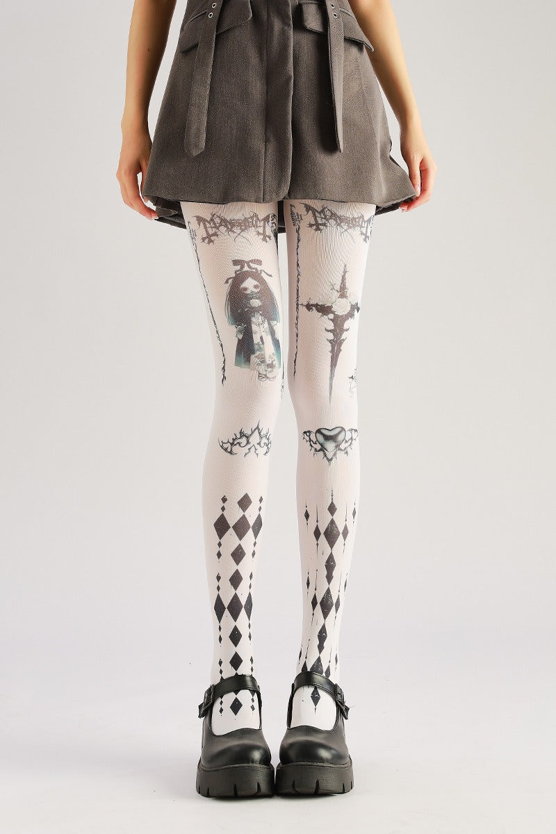 Dark Academia Women Tights with high elasticity, perfect for parties, cosplay, events, and street fashion