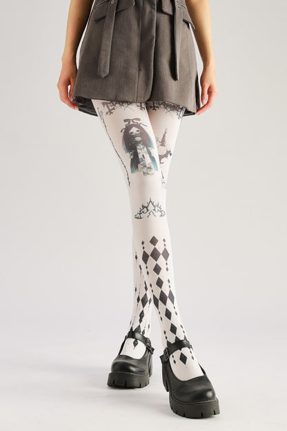 Dark Academia Women Tights with high elasticity, perfect for parties, cosplay, events, and street fashion