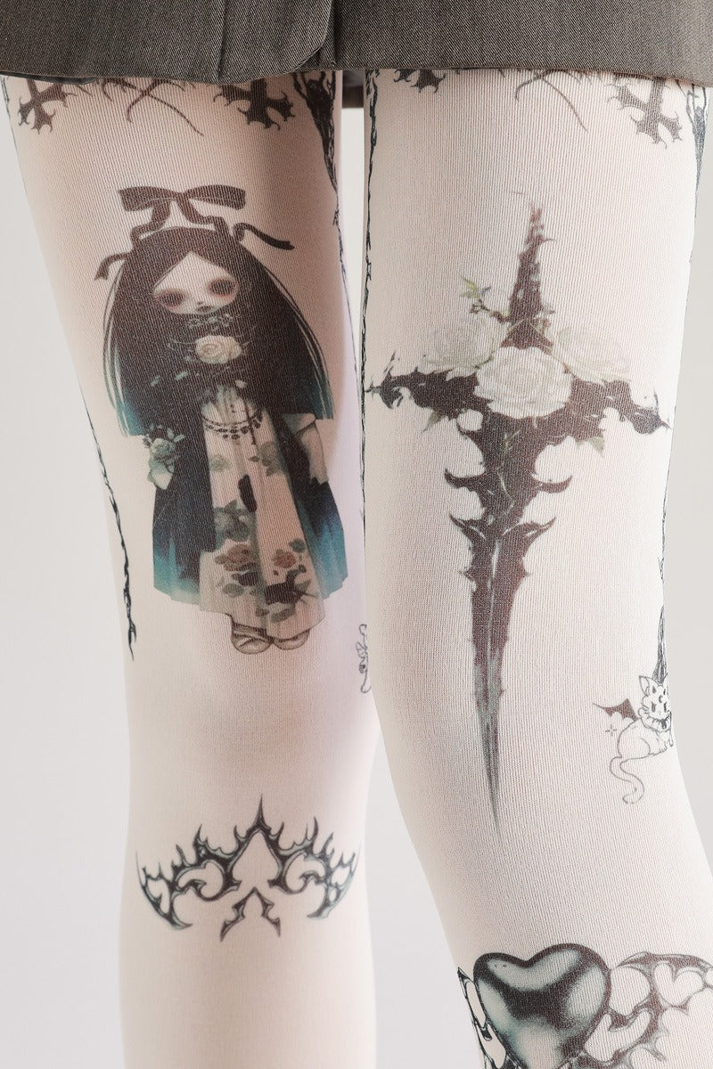 Dark Academia Women Tights with high elasticity, perfect for parties, cosplay, events, and street fashion