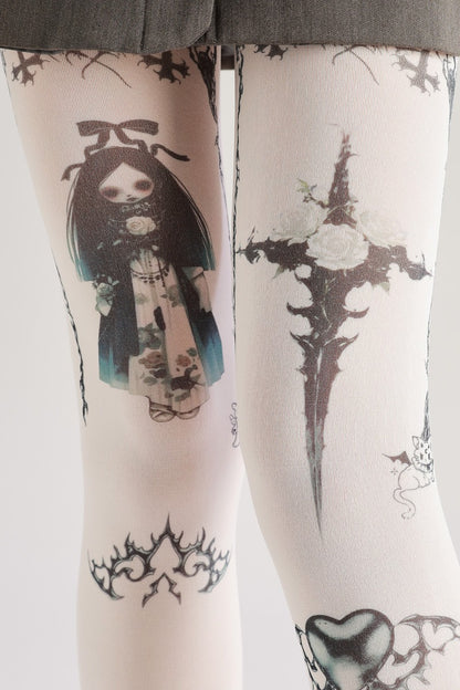 Dark Academia Women Tights with high elasticity, perfect for parties, cosplay, events, and street fashion