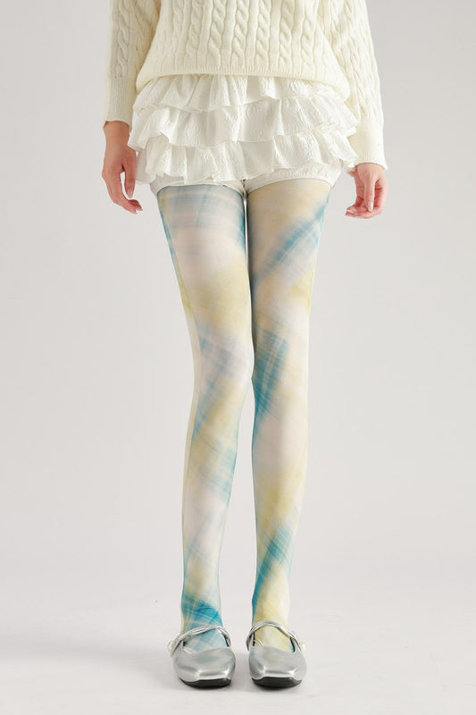 Gradient Plaid Women Tights Women's Fancy Dress Costume Accessories, Perfect for Parties, Office, Street Fashion, and Daily Wear