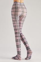 Gray and Pink Plaid Tights Women's Fancy Dress Costume Accessories, Perfect for Parties, Office, Street Fashion, and Daily Wear
