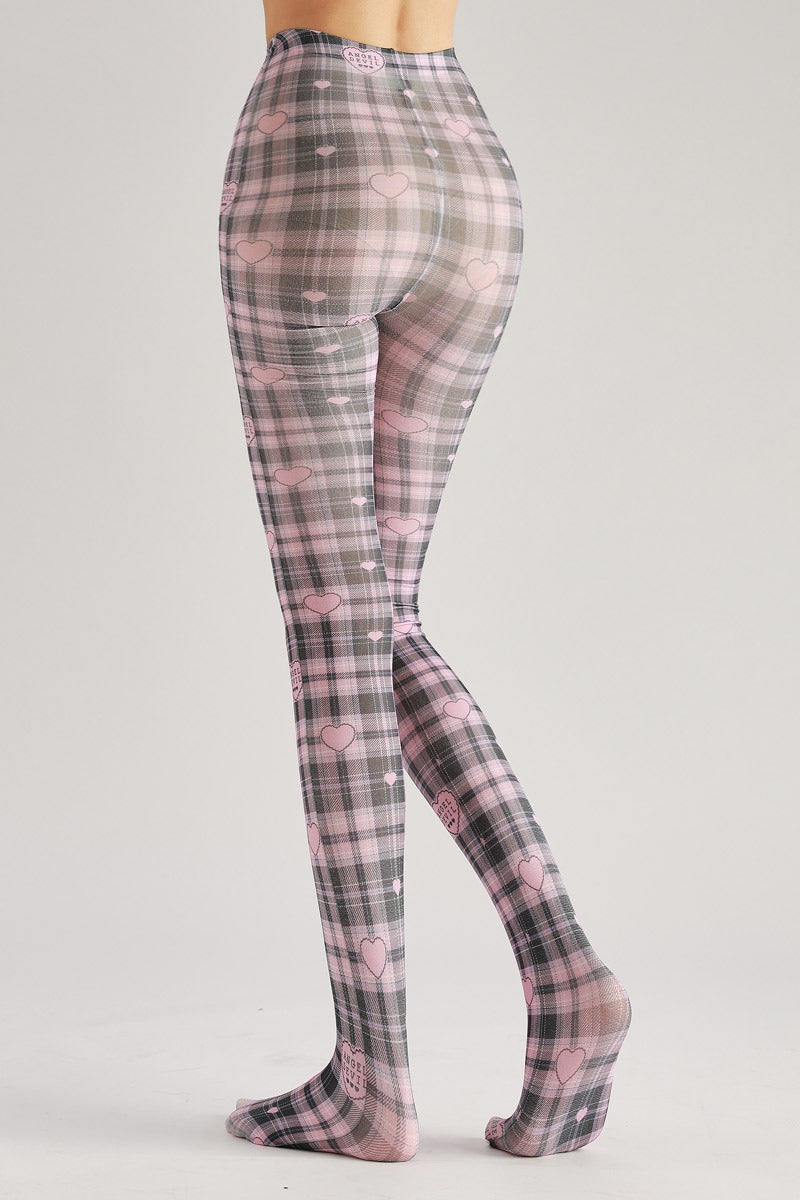 Gray and Pink Plaid Tights Women's Fancy Dress Costume Accessories, Perfect for Parties, Office, Street Fashion, and Daily Wear