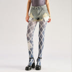 Kitty Tartan Women Tights Women's Fancy Dress Costume Accessories, Perfect for Parties, Office, Street Fashion, and Daily Wear