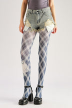 Kitty Tartan Women Tights Women's Fancy Dress Costume Accessories, Perfect for Parties, Office, Street Fashion, and Daily Wear