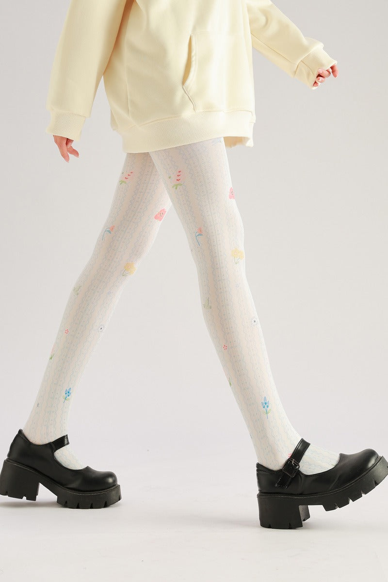 Lace Pattern Lolita Tights with high elasticity and shaping fit, suitable for events, cosplay, street style, and gifting girls at Christmas