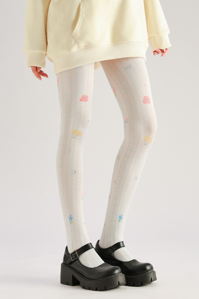 Lace Pattern Lolita Tights with high elasticity and shaping fit, suitable for events, cosplay, street style, and gifting girls at Christmas