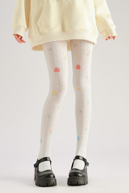 Lace Pattern Lolita Tights with high elasticity and shaping fit, suitable for events, cosplay, street style, and gifting girls at Christmas