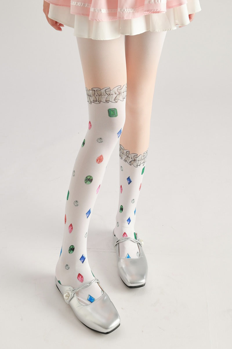 Gemstone Sweet Women Tights with high elasticity and shaping fit, suitable for events, cosplay, street style, and gifting girls at Christmas
