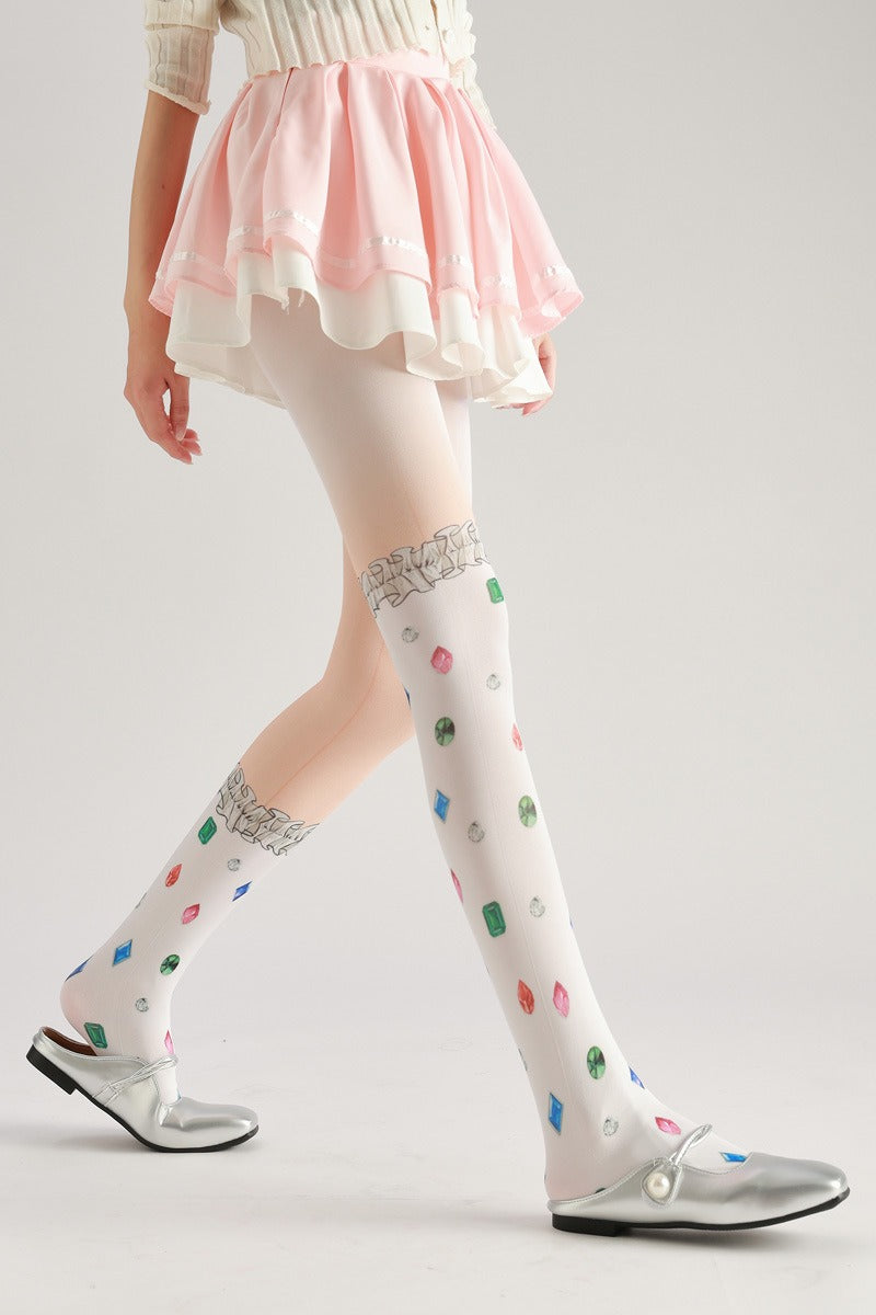 Gemstone Sweet Women Tights with high elasticity and shaping fit, suitable for events, cosplay, street style, and gifting girls at Christmas