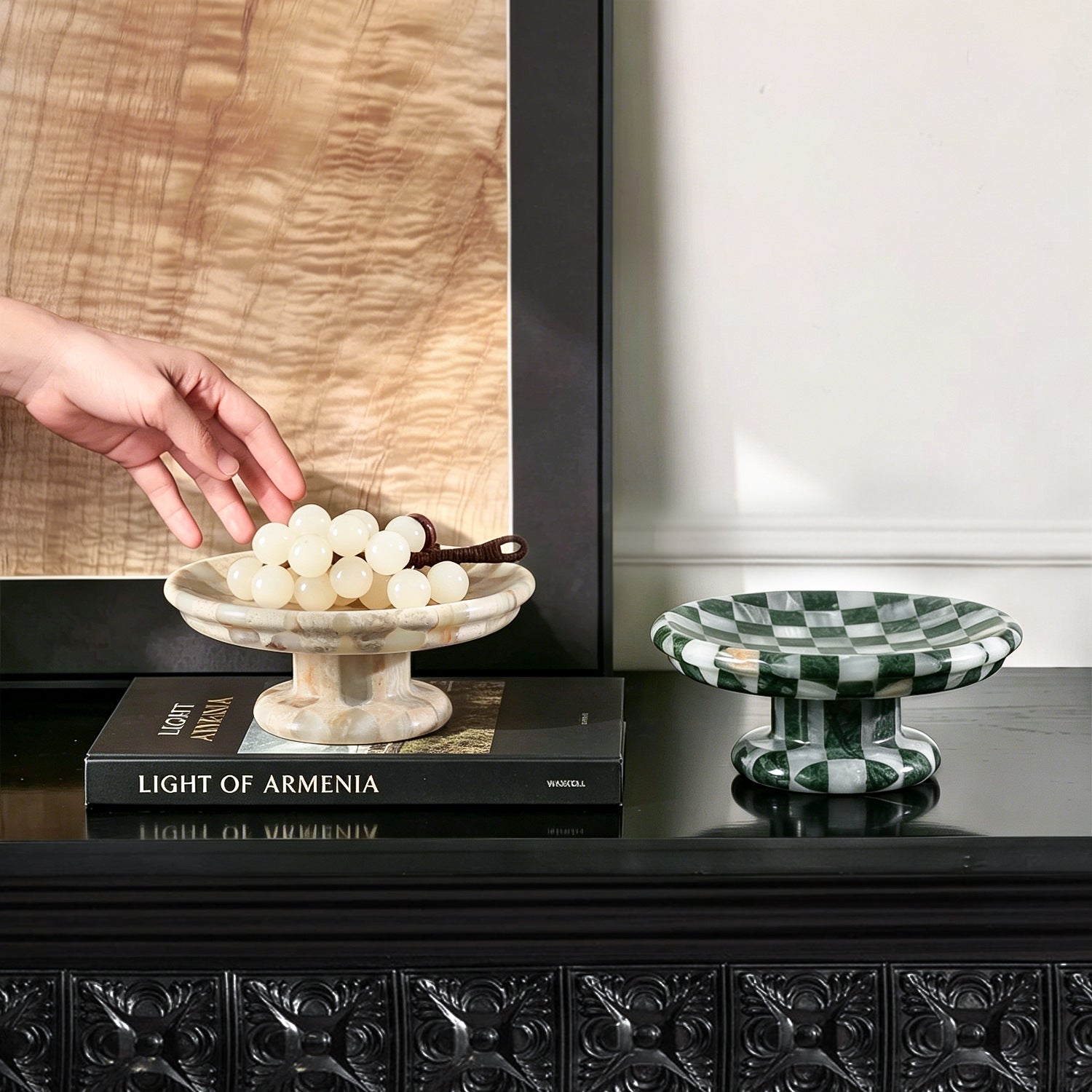 Marble & Jade Checkerboard Tray-Grainvity