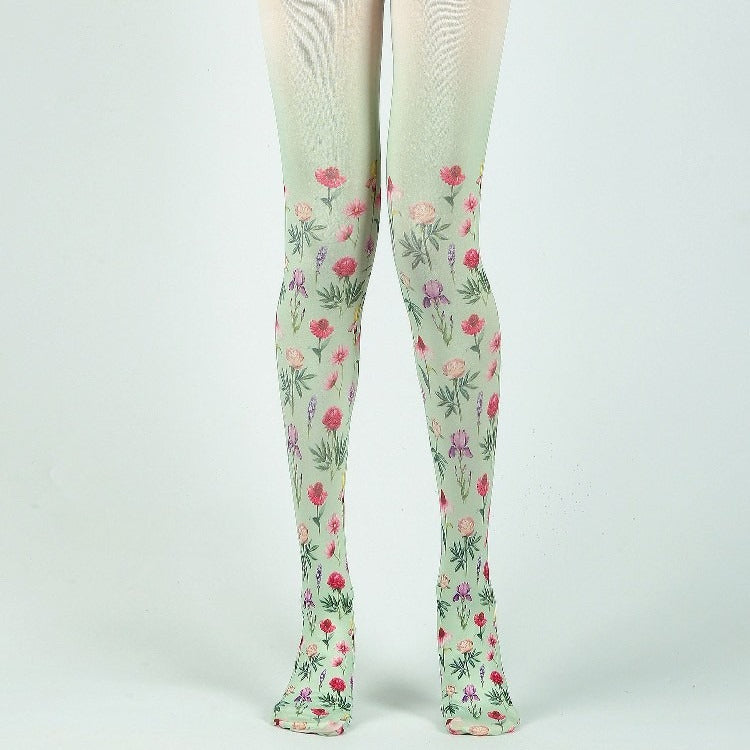 Country Style Floral Tights
