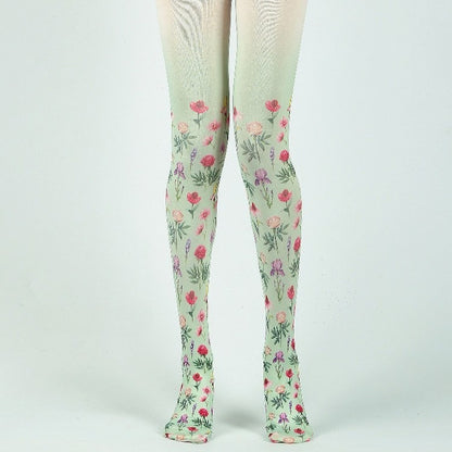 Country Style Floral Tights