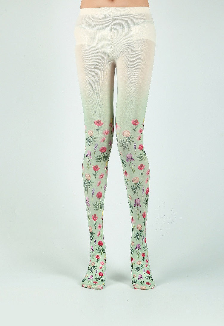 Country Style Floral Tights with high elasticity and compression,shaping fit and ideal for weddings, parties, ethnic outfits, and street fashion