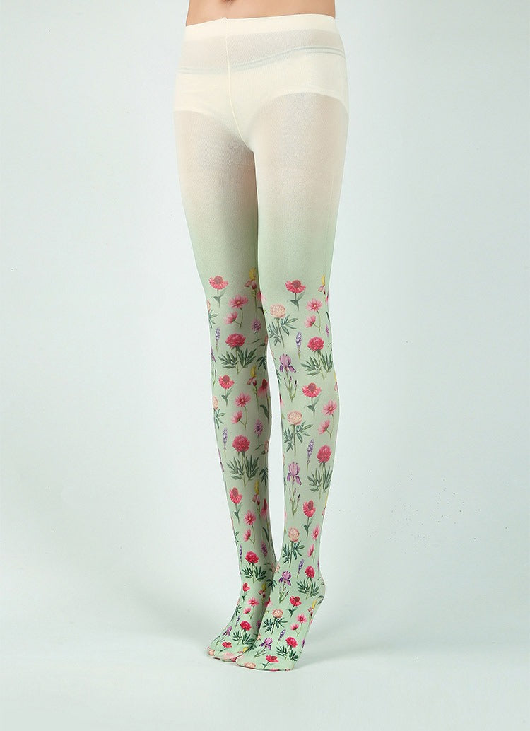 Country Style Floral Tights with high elasticity and compression,shaping fit and ideal for weddings, parties, ethnic outfits, and street fashion