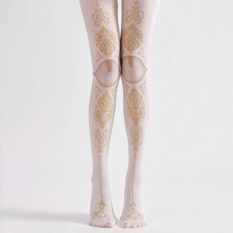 Medieval Patterned Tights with high elasticity and compression,shaping fit and ideal for weddings, parties, ethnic outfits, and street fashion