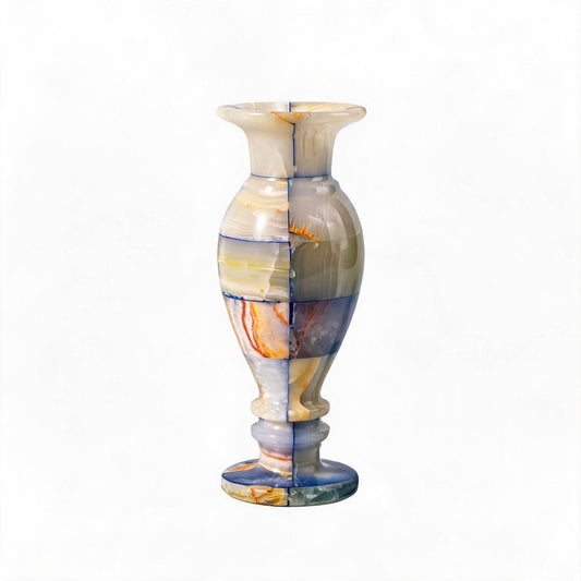 Natural Green Checkered Jade Vase-Grainvity