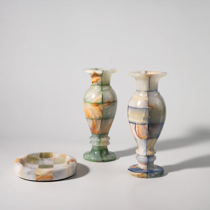 Natural Green Checkered Jade Vase-Grainvity