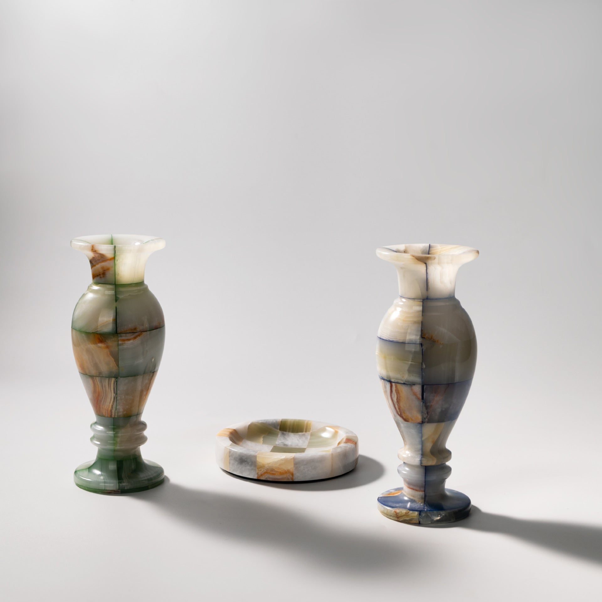 Natural Green Checkered Jade Vase-Grainvity