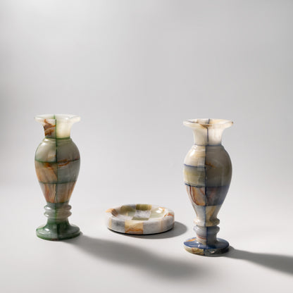 Natural Green Checkered Jade Vase-Grainvity