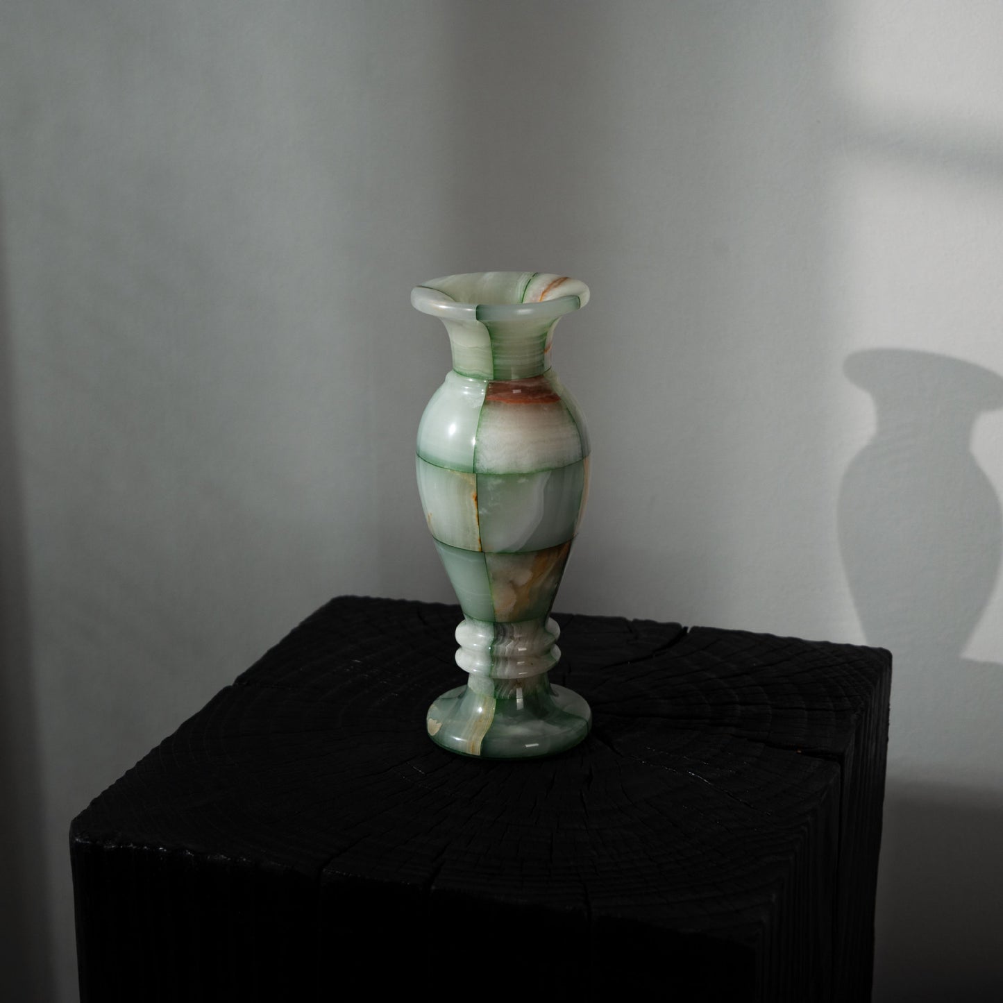Natural Green Checkered Jade Vase-Grainvity