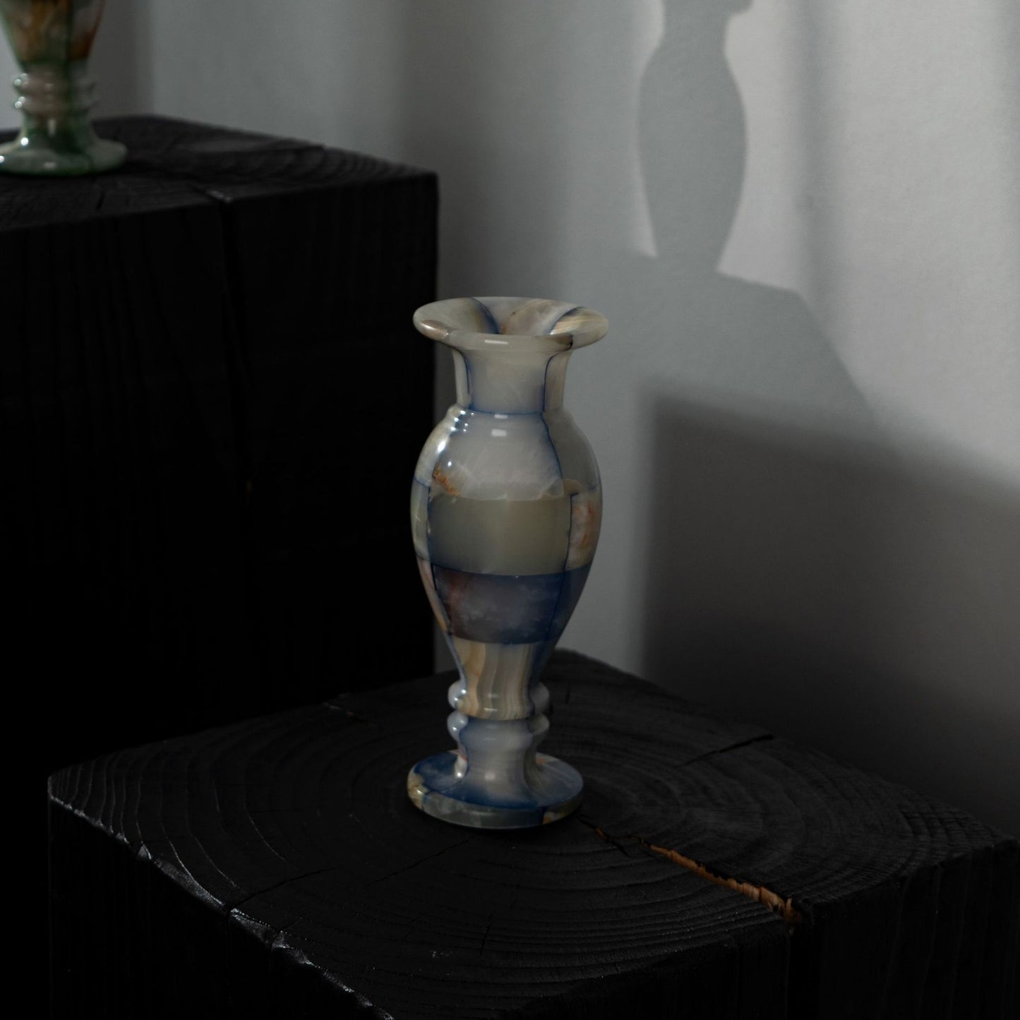 Natural Green Checkered Jade Vase-Grainvity
