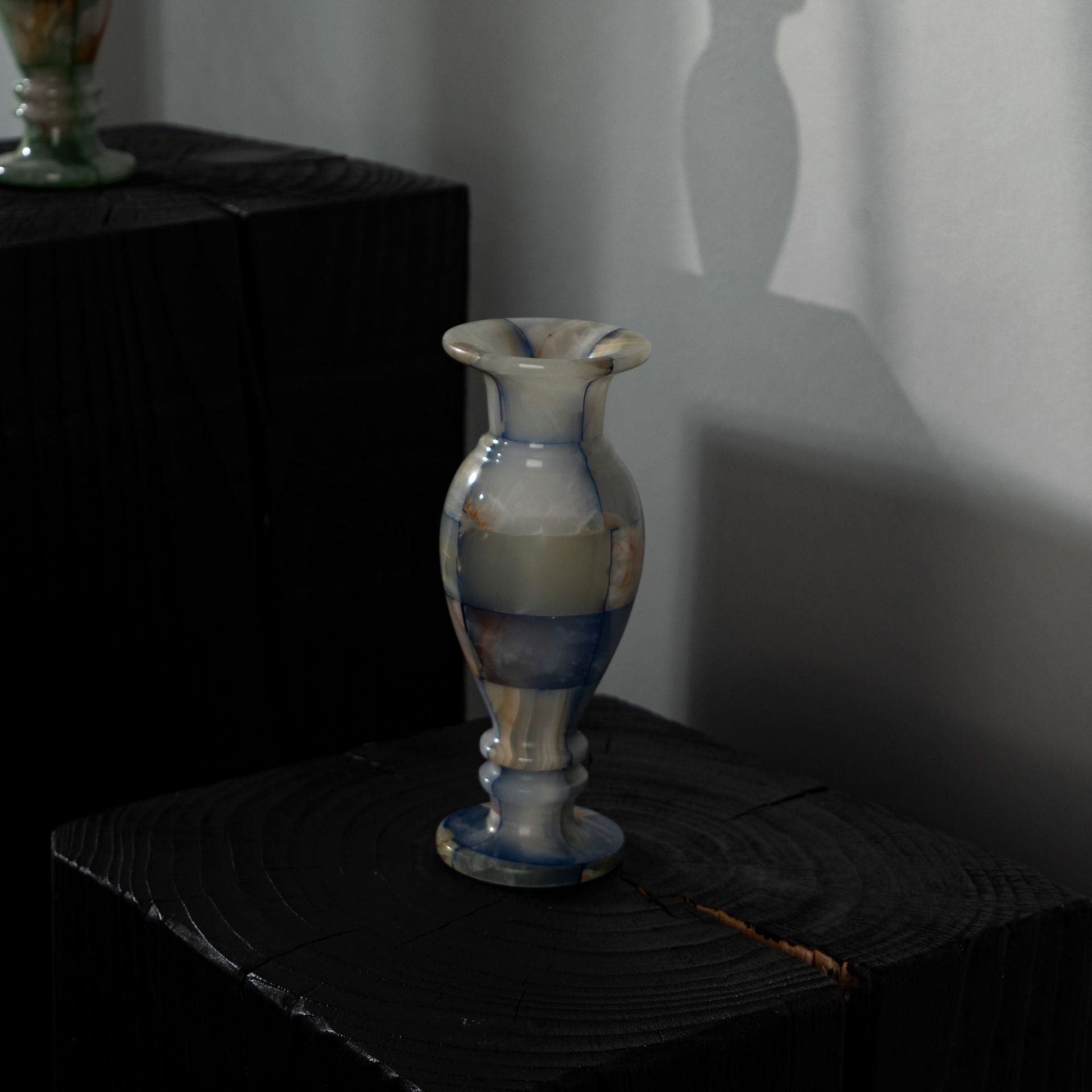 Natural Green Checkered Jade Vase-Grainvity